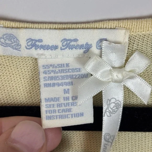 VTG Forever 21 Yellow silk Cottagecore Y2K Blouse‎ Juniors SZ MED Fairy Coquette - Picture 4 of 9